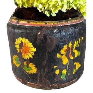 Antique Rustic  wooden wall pocket. Hand painted, 8"